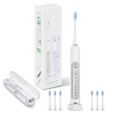 SUBORT S7 Super Sonic elektrische tandenborstel, wit, 38000 slagen/min, IPX7 waterdicht met smart timer