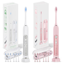 SUBORT S7 Super Sonic elektrische tandenborstel, wit en roze, 5 modi, IPX7 waterdicht