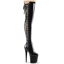 Flamenco-3050 botas altas com salto agulha, plataforma extremamente alta e fita preta brilhante, para dança exótica