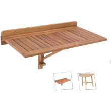 LOLAhome mesa de parede dobrável, madeira de acácia maciça castanho, 80x45x47 cm, para jardim ou exterior
