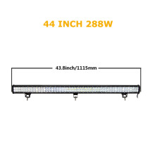Barre lumineuse LED 44 pouces 288W, faisceau combiné Spot et Flood, boîtier aluminium noir, pour voiture 4x4 et camion