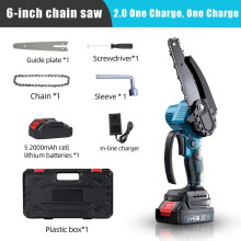 Scie à chaîne électrique sans balais, 8 pouces, Acier à haute teneur en carbone, Bleu, pour élagage et jardinage
