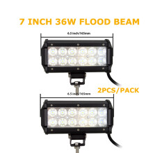 Barre lumineuse LED 7 pouces 36W, Combo Faisceau Large et Concentré, Boîtier Aluminium Noir, pour Voiture 4x4 Camion SUV