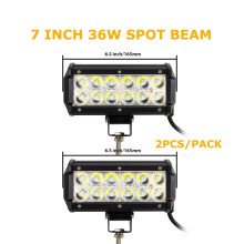 Barre lumineuse LED 7 pouces 36W, Combo Faisceau Large et Concentré, Noir, IP67 pour Voiture 4x4 Camion Bateau