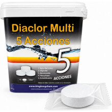 DIACLOR Multi 5 ACCIONES, conjunto de 25 pastilhas de cloro de dissolução lenta, 5 kg, tratamento completo para piscinas