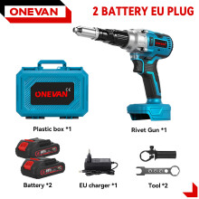 ONEVAN klinknagelpistool, 25000N trekkracht, 2.4-5.0 mm, draadloos voor Makita 18V met set van 2 accu