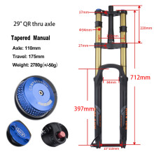 BOLANY MTB verende voorvork, 29 inch conisch goud, schijfrem op A-stijl voor XC DH