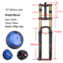 BOLANY MTB verende vork, 29 Straight Gold, schijfrem op A-stijl, voor mountainbike en e-bike