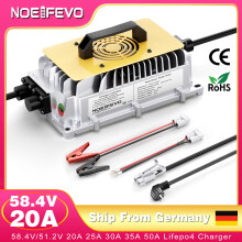 NOEIFEVO batterijlader, 58.4V 20A, IP67 waterdicht, 0V BMS activatie, voor campers en boten