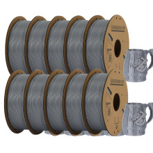 KINGROON Filament PLA pour imprimante 3D, 1.75mm, 300m, Lot de 10 rouleaux Argent