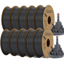KINGROON Filament PLA 1.75mm, Lot de 10 Bobines Gris, 300m pour Imprimante 3D FDM