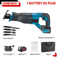 ONEVAN reciprozaag, 3000W, 0-10.000 SPM, 32 mm slaglengte, geschikt voor 18V Makita accu