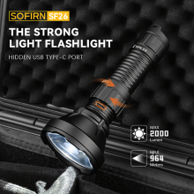 Sofirn SF26 tactische zaklamp, 2000 lumen, 6000K LED, Type-C oplaadbaar, IPX-8 waterdicht voor kamperen en wandelen