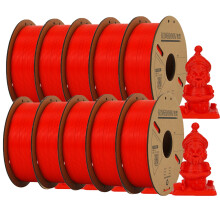 KINGROON Filament PLA 1.75mm, Lot de 10 bobines, Rouge, 300m pour imprimante 3D FDM