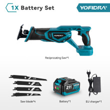 YOFIDRA reciprozaag, 3000W, borstelloze motor, voor Makita 18V-21V accu