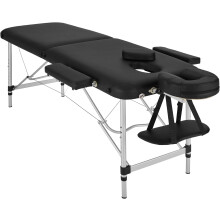 tectake Camilla Camilla de Massagem Profissional Dobrável em Alumínio, Ajustável, Preto, com Bolsa de Transporte