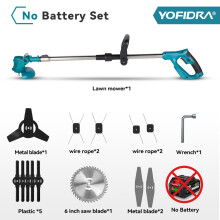 YOFIDRA elektrische grastrimmer, 1500W, met 3 soorten messen en telescopische buis, voor tuinonderhoud