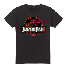 (XL, Black) Jurassic Park Unisex Adult 2 Plaid Logo T-Shirt