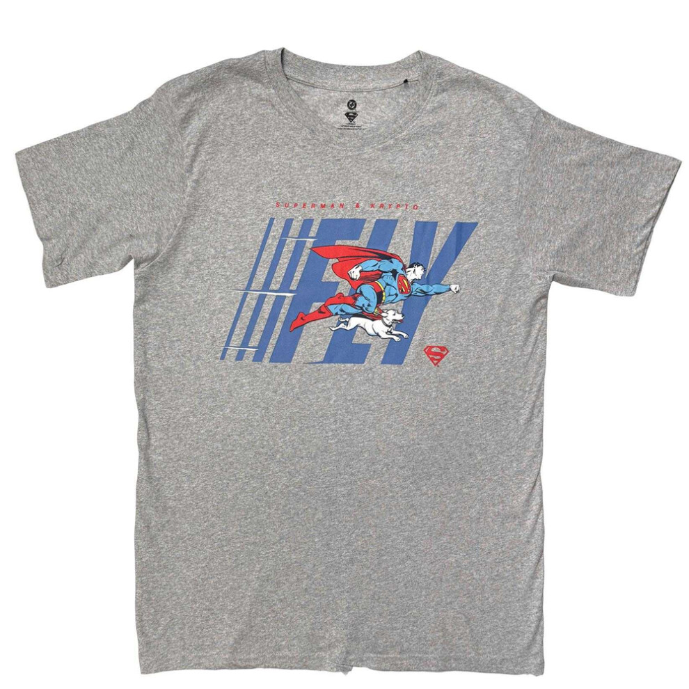 Superman Men's Grey Fly T-Shirt In | Size: Large - Image 2