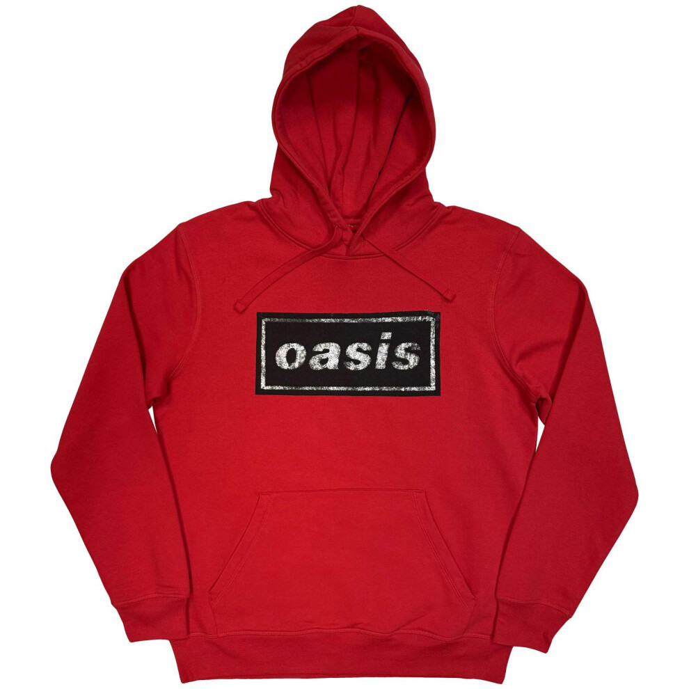 Oasis (M, Red) Unisex Adult Stencil Logo Hoodie