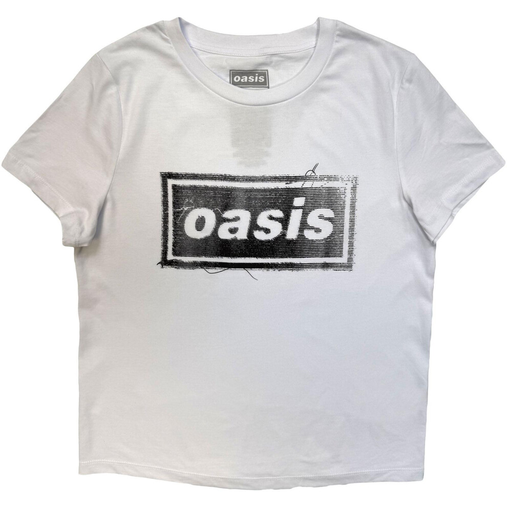Oasis (Xl, White) Womens/Ladies Threaded Logo Fitted T-Shirt