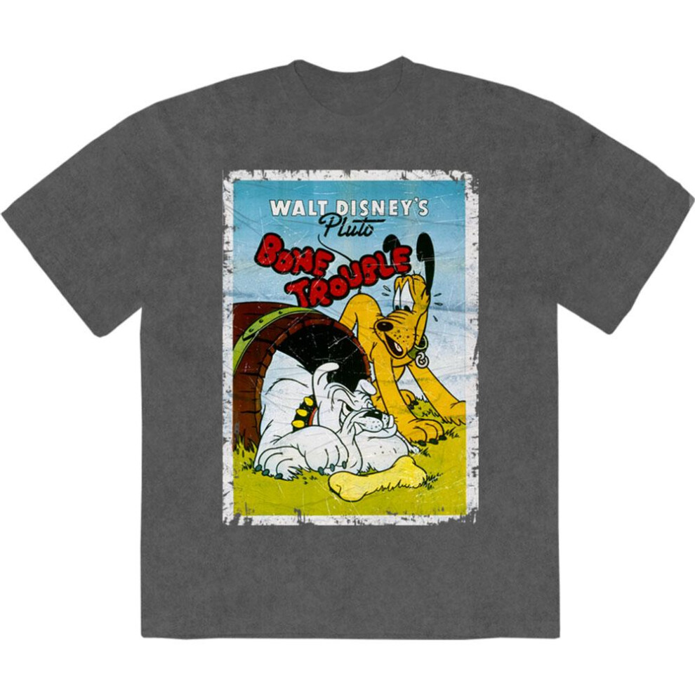 Disney (Xl, Charcoal Grey) Unisex Adult Bone Trouble Pluto Stone Wash T-Shirt