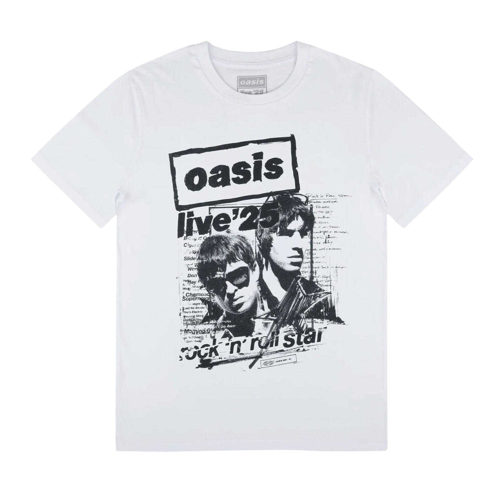 Oasis (L, White) Unisex Adult Live '25 Rock N Roll Star T-Shirt