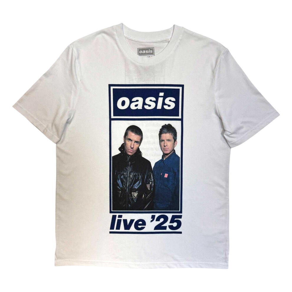 Oasis (M, White) Unisex Adult Live '25 World Tour Photograph Back Print T-Shirt