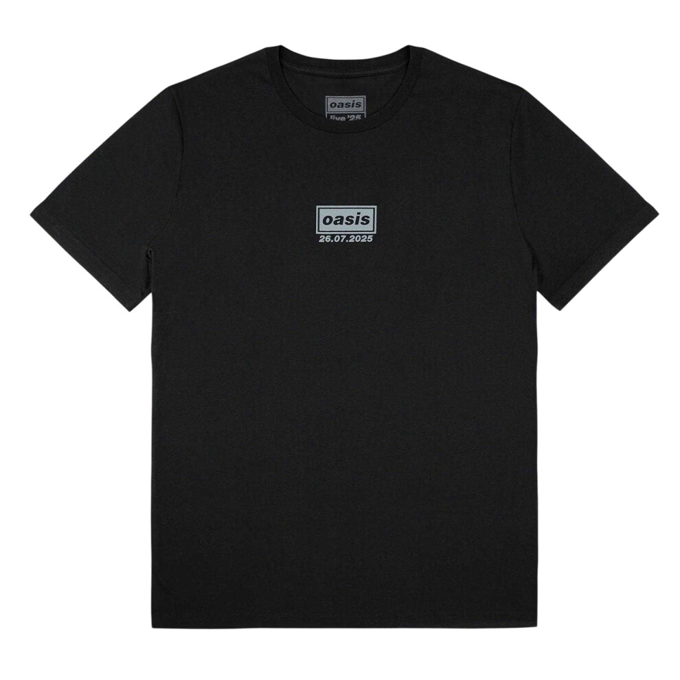 Oasis (M, Black) Unisex Adult London 25 July Event Back Print T-Shirt