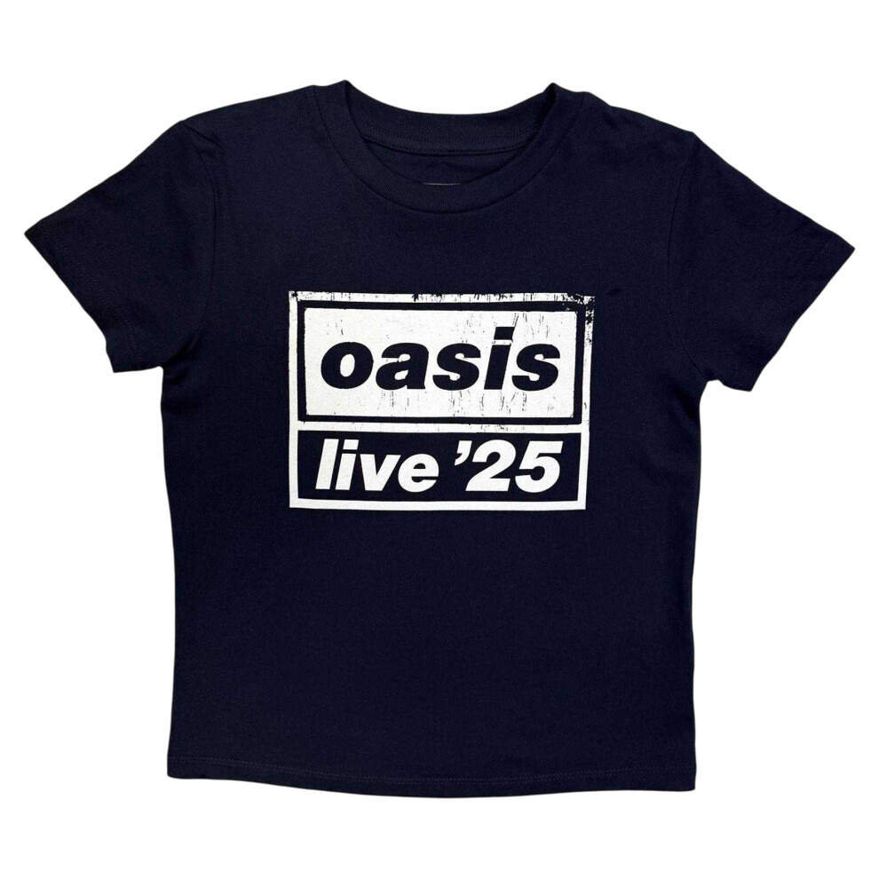 Oasis (11-12 Years, Navy Blue) Childrens/Kids Live '25 Lockup Distressed T-Shirt