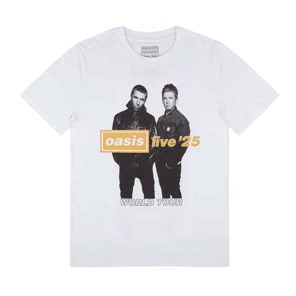 Oasis (S, White/Gold) Unisex Adult Live '25 World Tour Photo Print T-Shirt
