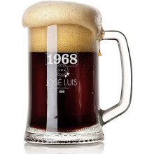 CALLEDELREGALO, jarra de cerveja personalizada com nome e ano de nascimento, vidro, 510 ml, com estojo de presente