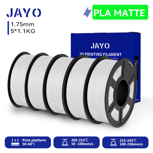 JAYO Filament pour imprimante 3D PLA Mat, 1.75mm, Blanc