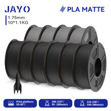 JAYO Filament PLA Mat pour imprimante 3D, 1.75mm +/-0.02mm, Noir et Gris