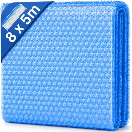 Arebos Cobertor Solar para Piscina, 500 x 800 cm, 400 micras, Retangular, Ajustável, Azul