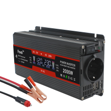 Convertisseur de tension 2000W Noir, DC 12V vers AC 220V, Écran LCD, Double USB, pour Voiture et Solaire