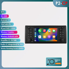 Hizpo Autoradio Android 13, Système Multimédia 2din avec Carplay et Android Auto, 2GB 32GB pour BMW Série 5 E39 X5 E53 M5