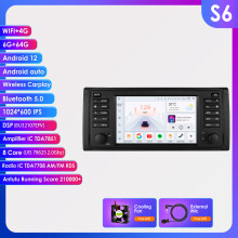 Hizpo Autoradio Android 13, Système Multimédia 2din avec Carplay et Android Auto, 6GB RAM + 64GB, pour BMW Série 5 E39 X5 E53 M5