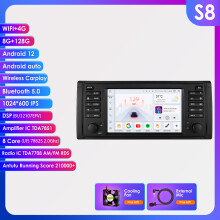 Hizpo Autoradio Android 13, Écran 1024x600 IPS, CarPlay et Android Auto sans fil, 8GB 128GB, pour BMW Série 5 E39 et X5 E53