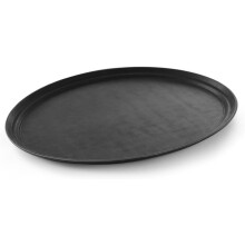 HENDI Bandeja de Serviço Ovalada XL, Superfície Antiderrapante, 735x600x31mm, Preto, Fibra de Vidro e Borracha