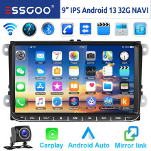 Autoradio Android 14, 9 pouces, 4G+64G, CarPlay sans fil, GPS, WiFi, pour VW Golf 5 6 Passat Polo Tiguan Caddy EOS