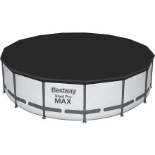 Bestway, Lona de PVC para piscina Steel Pro Max, 457 cm de diâmetro, Cinzento e Preto