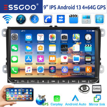 Autoradio Android 14, Écran Tactile 9 pouces, 4G+64G, CarPlay Sans Fil, GPS, pour VW Golf Passat Polo