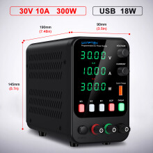 Wanptek Alimentation de laboratoire DC, Modèle APS3010H, Réglable 30V 10A avec port de charge rapide USB
