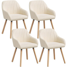 WOLTU conjunto de 4 cadeiras de cómoda, tecido de veludo, branco creme