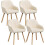 WOLTU conjunto de 4 cadeiras de cómoda, tecido de veludo, branco creme 1