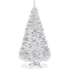 Costway Árvore de Natal Artificial, 180 cm, Branco, PVC ecológico, para interior e jardim