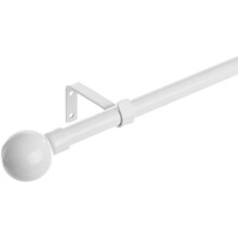 Barra de cortina extensível, metal, 120 a 210 cm, branco, com 3 suportes e 2 terminais