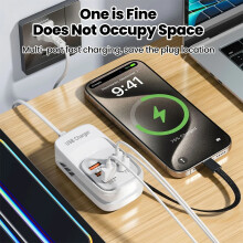 6 in 1 Multi Port USB Charging Station 3PD 3USB Desktop Power Strip Fast Charging Adapter EU UK US Plug Travel Charging Socket