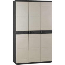Titanium Armário de 3 Portas com Estantes e Cabideiro, 105x44x176 cm, Bege e Preto, Exterior e Interior